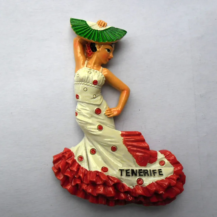 High-quality Hand-painted Spain Flamenco 3D Fridge Magnet Travel Souvenirs Home Decoration Refrigerator Magnetic Stickers