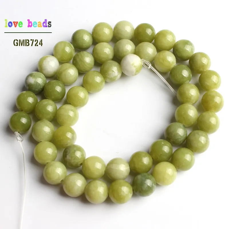 Natural Chinese Green Jades Stone Bead Round Beads for Jewelry Making 15\'\' Strand DIY Bracelet 4mm 6mm 8mm 10mm