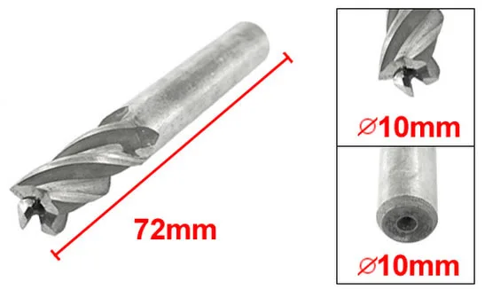 10mm x 22mm Cutting Straight Shank 4 Flutes End Mill Cutter 2pcs