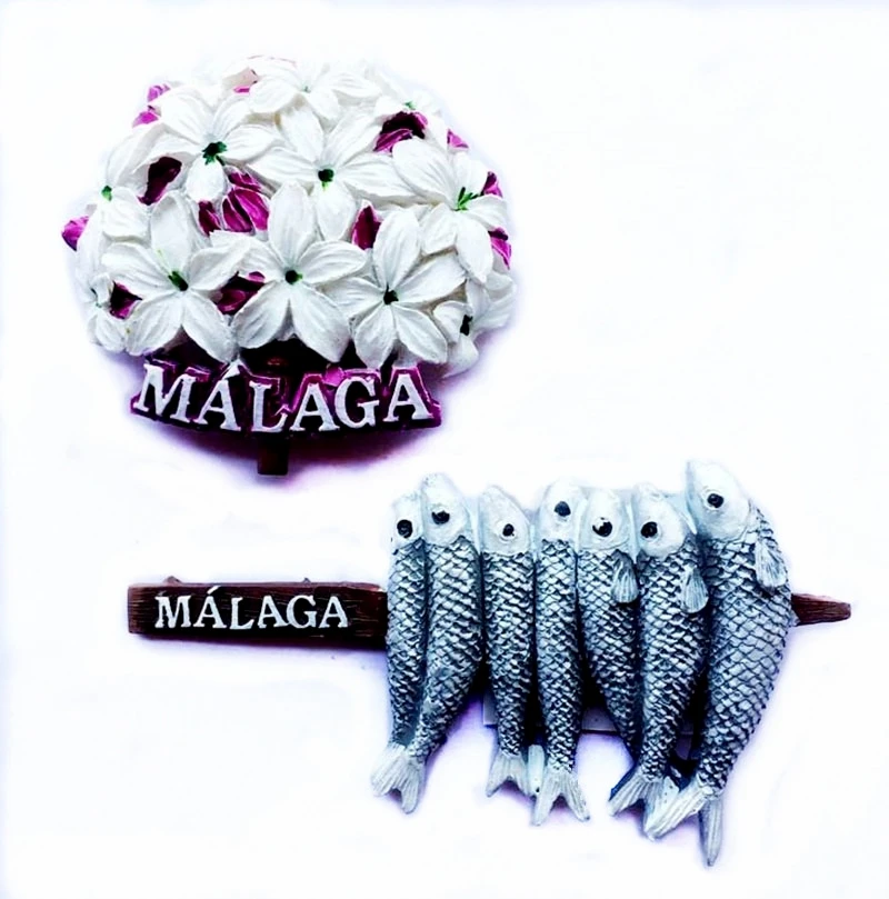 Spain Malaga Grilled Fish Flower Guitar Girl 3D Fridge Magnets Tourism Souvenirs Refrigerator Magnetic Stickers Home Decor