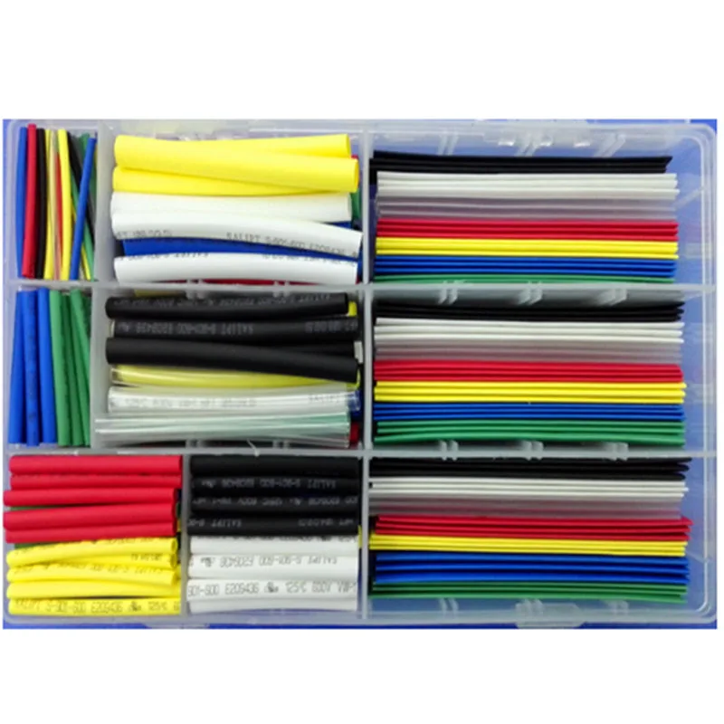 

385 pcs Heat Shrink Tube Tubing Free Storage Box 2:1 Shrink Ratio 600V Voltage Rating UL RoHS Standard for Protection Insulation