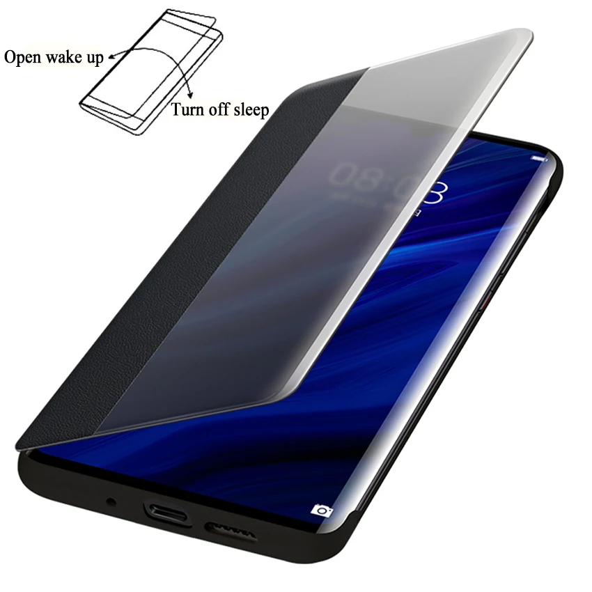 Smart View Flip-Cover Leder Telefon Fall Für Huawei P30 P40 P50 Pro P20 P 30 20 Lite P30pro P20pro 30pro Fenster Dünne Funda Fest