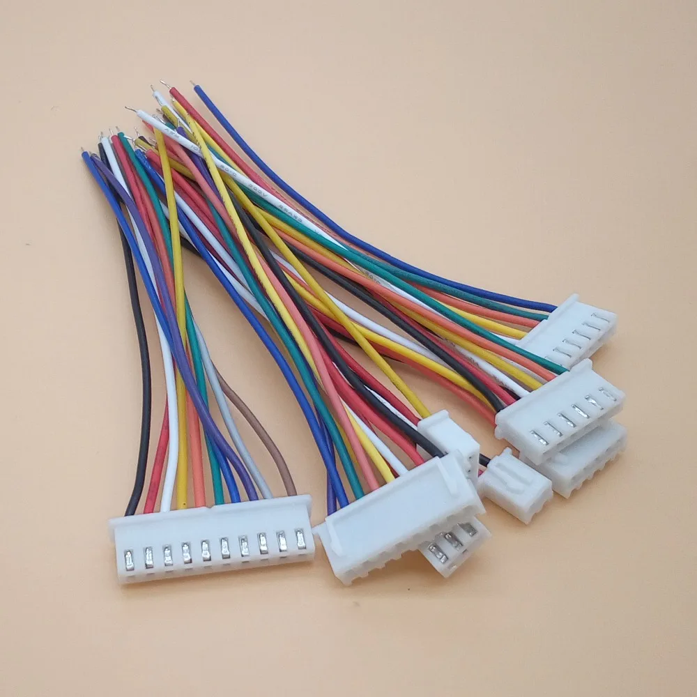 10PCS XH 2.54 JST Connector Plug Wire Cable 10cm Long 26AWG 2/3/4/5/6/7/8/9/10/12P Single End