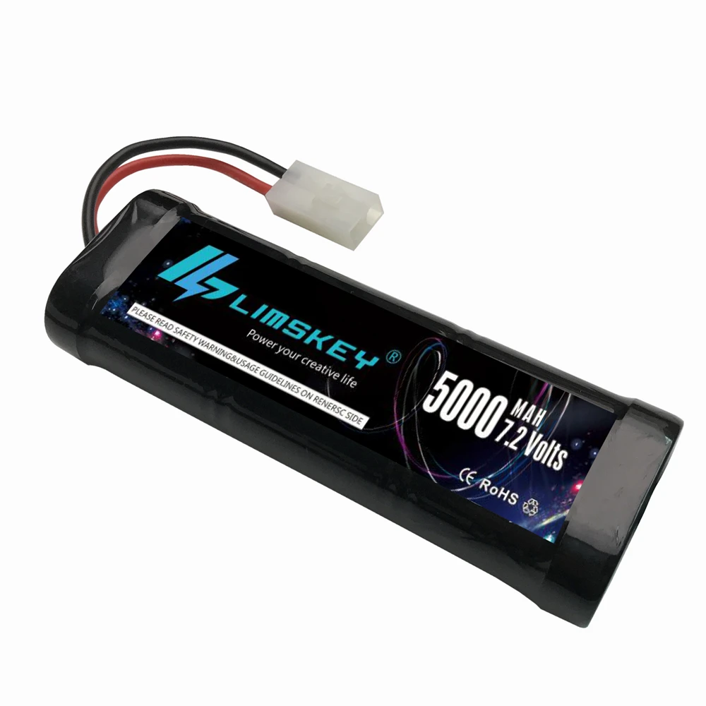 

Limskey Racing RC Battery Ni-MH 7.2V 5000mAh High Power with Tamiya Discharge Connector for RC Racing Cars Boat Aircraft