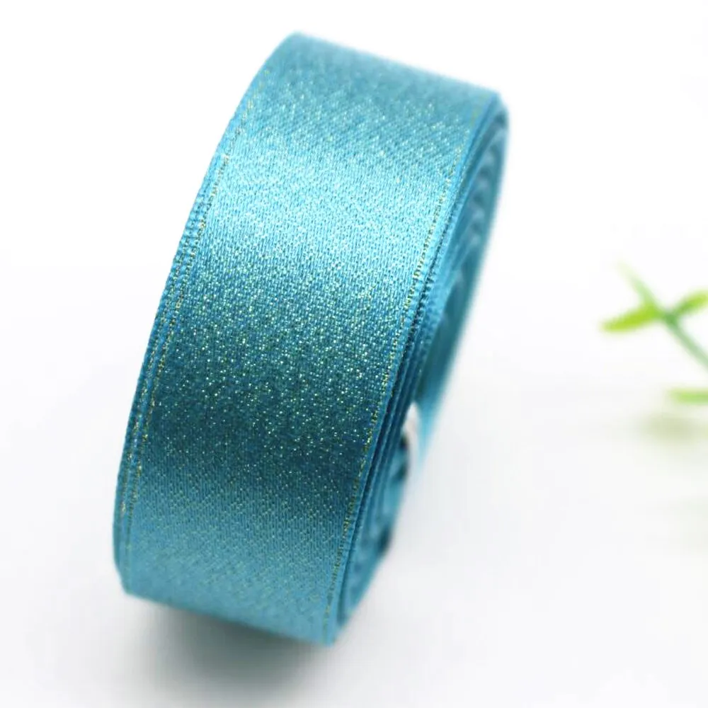 10 Yards 22MM Double-Sided Gold Silver Wire Ribbon With DIY Handmade Materials Gift Wrapping Headwear Belt