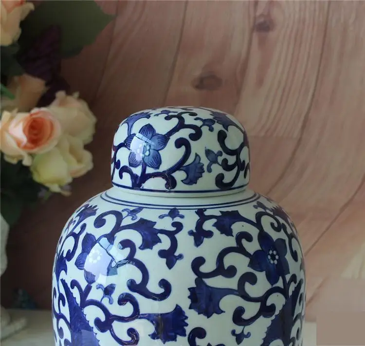 Modern Chinese Style! Jingdezhen Ceramic jar Blue And White Porcelain Storage pot Decorated With Modern Soft Furnishing