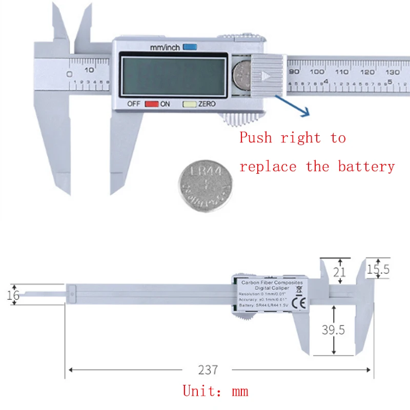 0-150mm Digital Electronic Carbon Fiber Vernier Caliper Gauge Micrometer Measuring Tool with plastic box