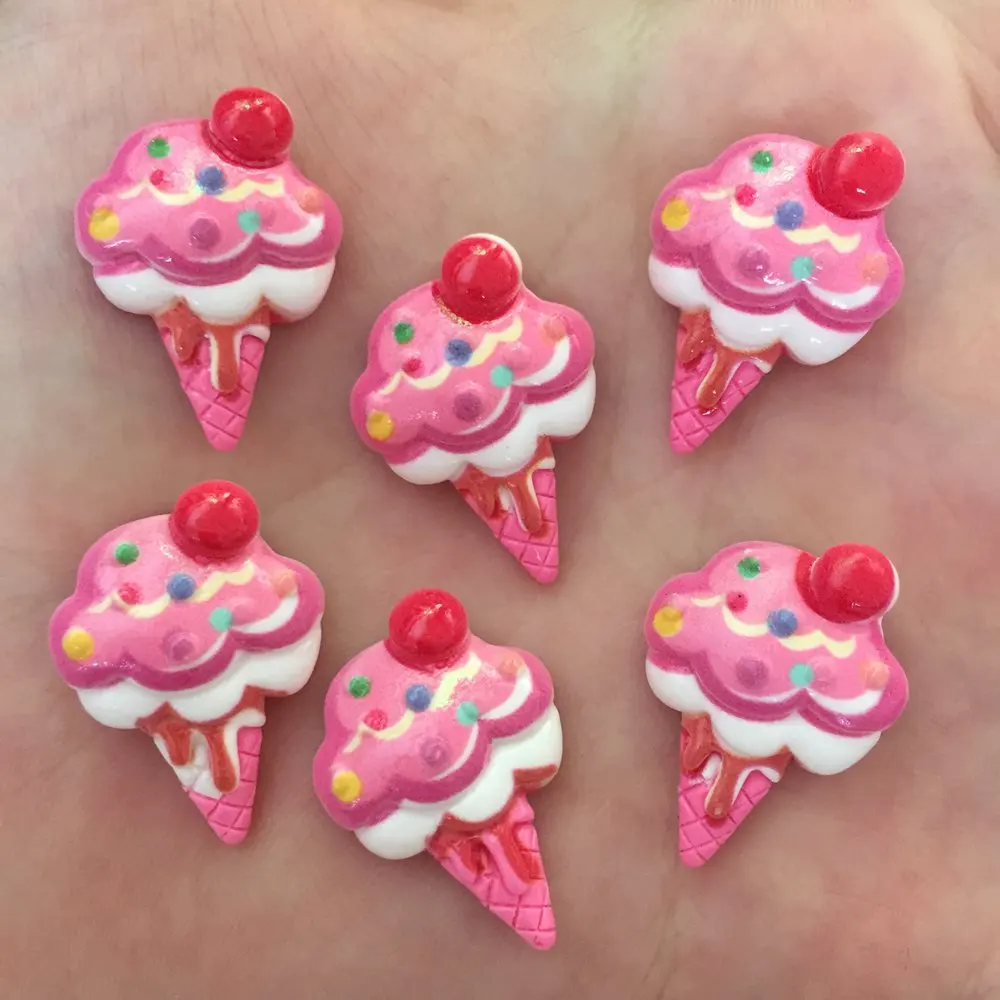 New 20PCS Resin Hand-painted Ice Cream Flatback Stone Scrapbook Wedding Crafts W02*2