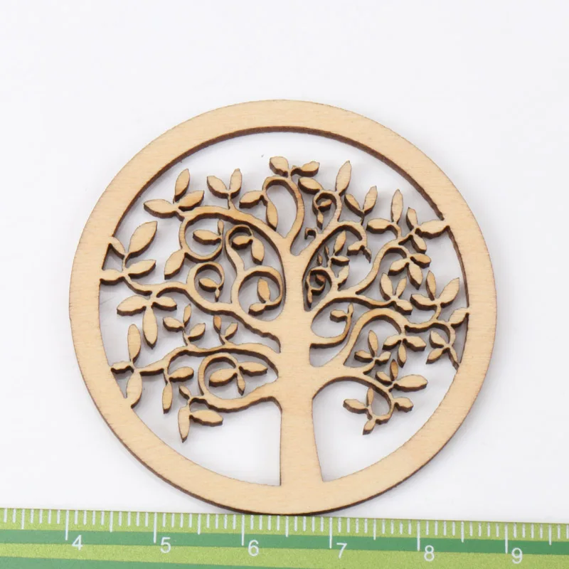 Natural Tree Pattern Wooden Scrapbooking Art Collection Craft for Handmade Accessory Sewing Home Decoration 50mm 10pcs