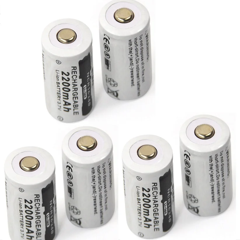 6 sztuk 3.7 v 2200 mAh CR123A akumulator bateria litowa + 1 sztuk dedykowane ładowarka 16340 kamery