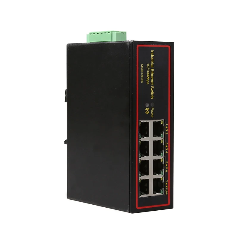 

Industrial 8 port ethernet LAN switch 100M DOUBLE DC POWER high and low temperature SURGE PROTECTION