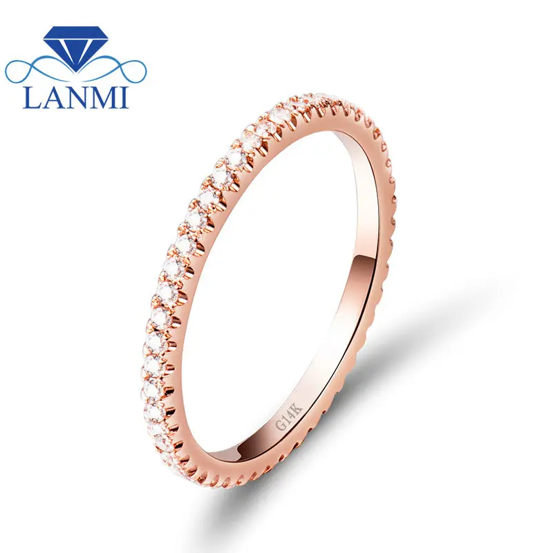 

LANMI Lady Ring Real Diamond Women Wedding Rings Solid 14K Rose Gold Wedding Ring Cheap Gold Ring For Engagement Gift Jewelry