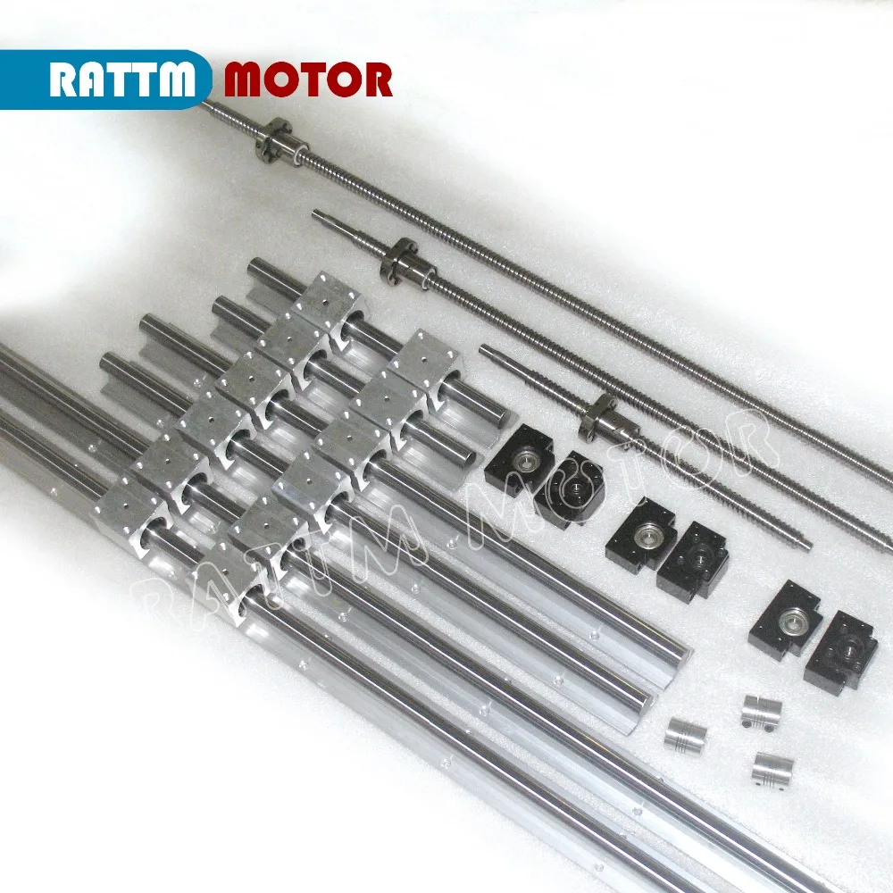 

6PCS linear SBR16 L-350/800/1000mm & 3set Ballscrew SFU RM1605-350/800/1000mm with Nut & 3set BK/B12 & 3pcs Coupling