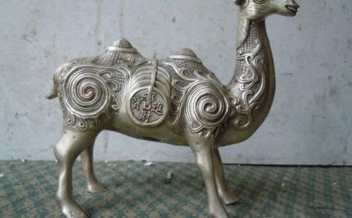 Chinese silver carved make a pile llama Sculpture Statue