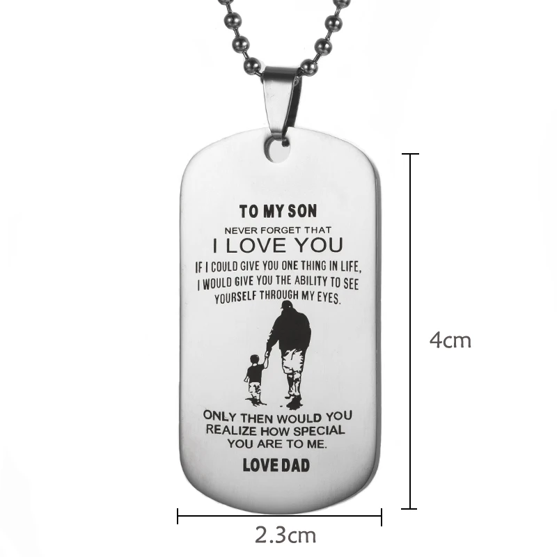 Caxybb Brand a My Son Tag Dog Collar Stainless Steel Father-Son Pendant Necklace Nameplated Necklace Dog Tag Love Gift