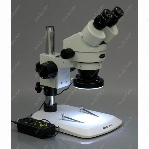 Stereo Zoom Microscope--AmScope Supplies 7X-90X Stereo Zoom Microscope with Variable 144-LED Ring Light