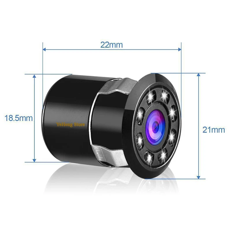 Universele 18.5mm Auto achteruitrijcamera Backup Camera Met 8 Infrarood Nachtzicht Full HD CCD Camcorder