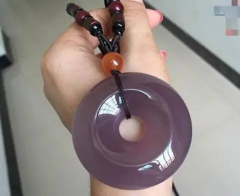 Selling Jewelry Natural imperial purple chalcedony pendant plump water ice translucent stone safety buckle pendant