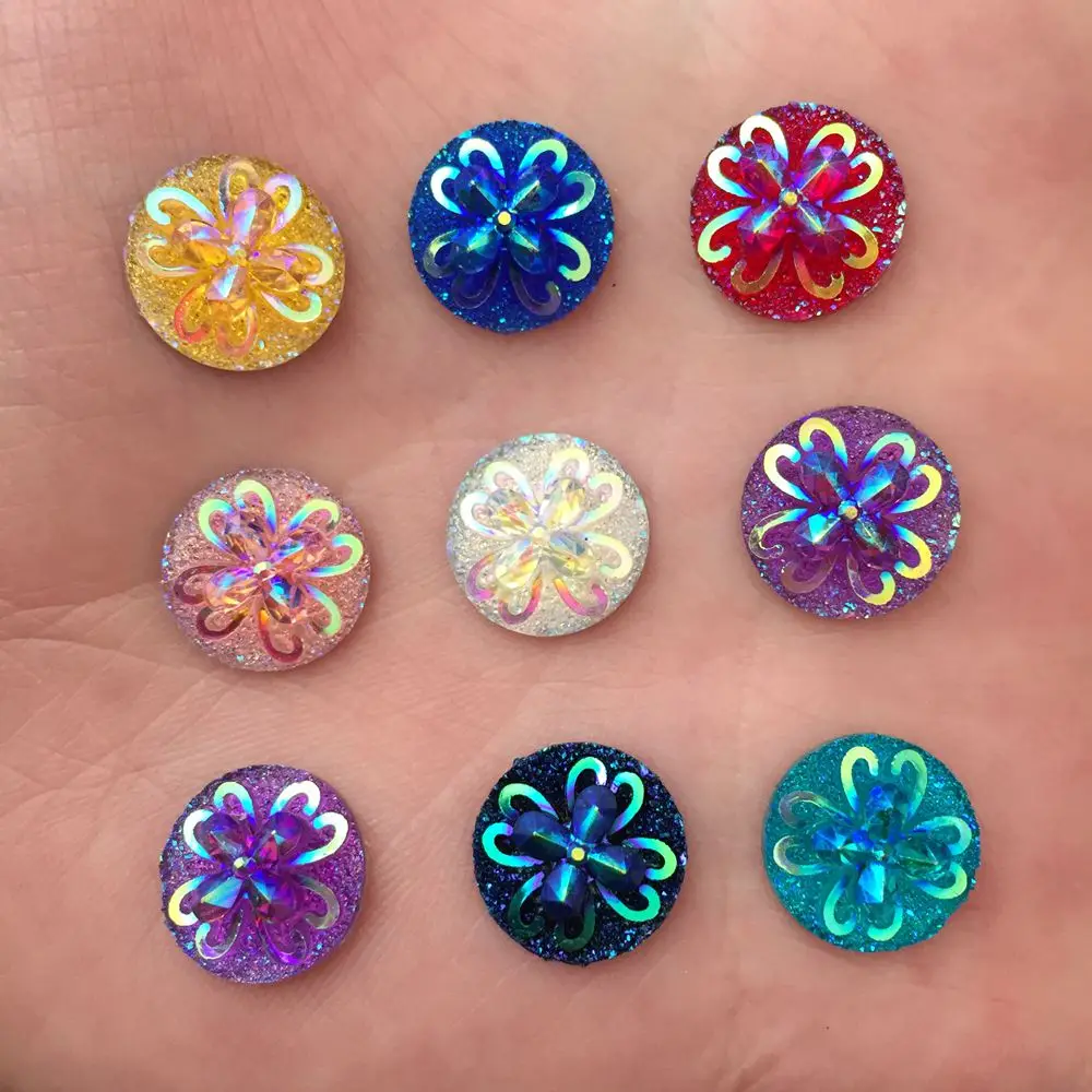 DIY 60PCS 12mm AB round Resin Rhinestone Flatback Scrapbooking for phone/wedding D78