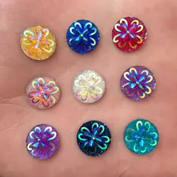 DIY 60PCS 12mm AB round Resin Rhinestone Flatback Scrapbooking for phone/wedding D78
