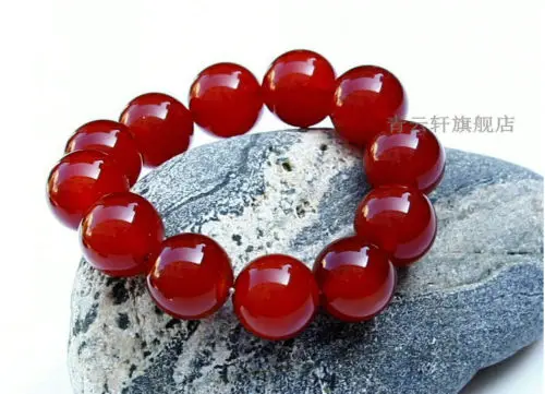 

Beautiful 14 Mm Red Agate Beads Elastic Bracelet Jewelry Gift Wholesale