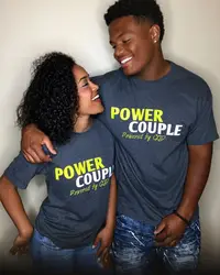 T-Shirt à Manches Courtes pour Femme, Interrupteur Cadeau de Saint Valentin, Couple, Été, Power Couple, Lettres Amusantes, 2024