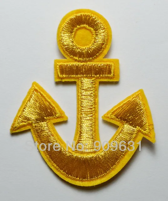 New ! Hot !  Golden Nautical Anchor Boat Ship Sailing iron on applique or Sew on fashion embroidery patch garment