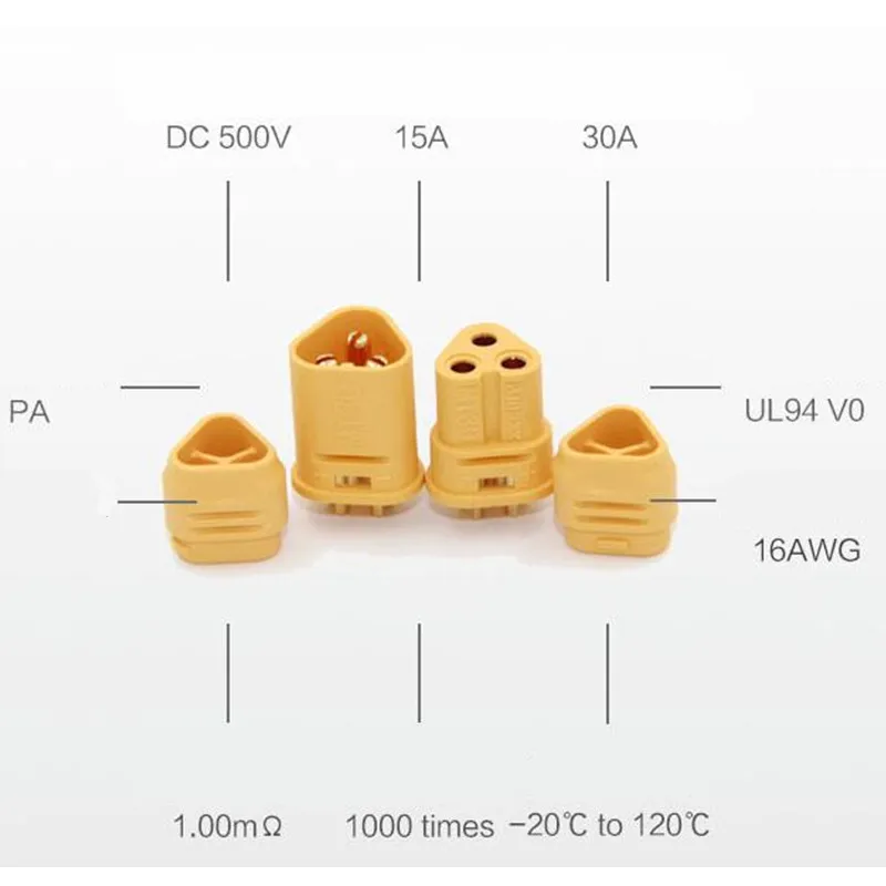 Conector macho e fêmea 2 pares mt30 2mm 3 pinos plugue conector do motor para rc modelo 20% de desconto