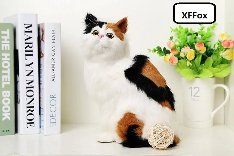 

big real life new colourful cat model plastic&furs sitting cat gift about 19x14x26cm xf1402