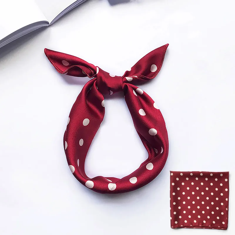 Hair Scarf Tie Animal Print Red Love Satin 49cm Small/Square/Silk/Neck/Ring/Scarf Winter Head Scarf For women Neckerchief 2021