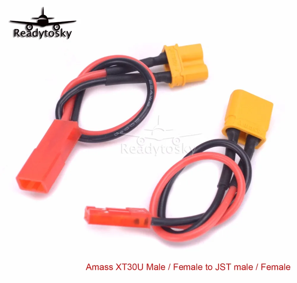 Amass XT30U XT30 Male / Female Plug Connector to JST Silicon Wire 22AWG cable for RC Hobby Battery FPV RC Model Multicopter