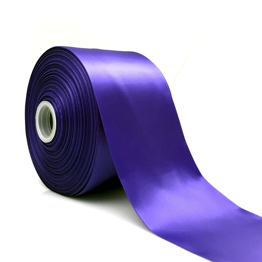 2 Yards of 100 mm Wide Single Face Polyester Ribbon - 8 Colors Available  7YJ95