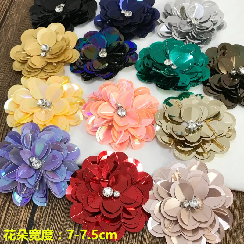 Multicolor large manual nail bead piece flower patch clothing bags shoes DIY accessories decorative flowers 3D applique