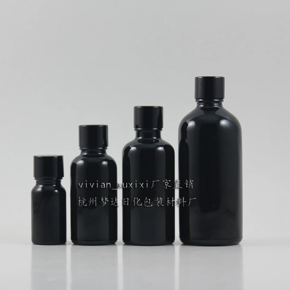 

wholesale 30ml shiny black dropper glass bottle with aluminium cap,1 ounce essential oil dark bottle,bottle for essential oils