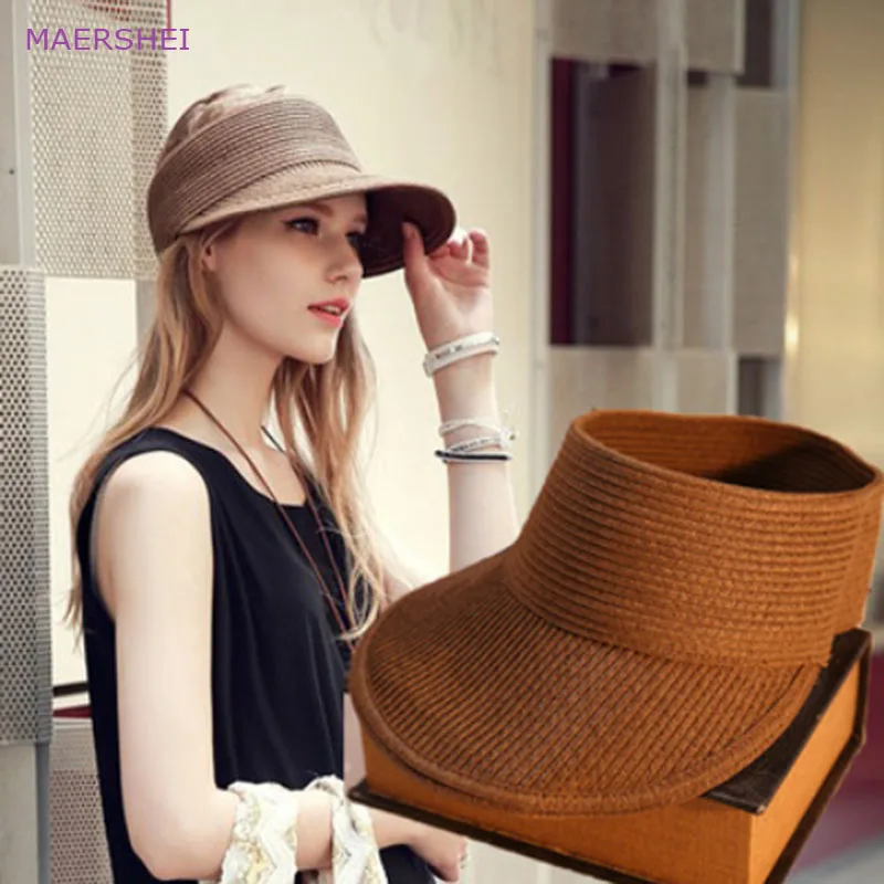 

MAERSHEI Hat female summer travel outdoor sun hat empty top hat sun protection UV sun visor no straw hat