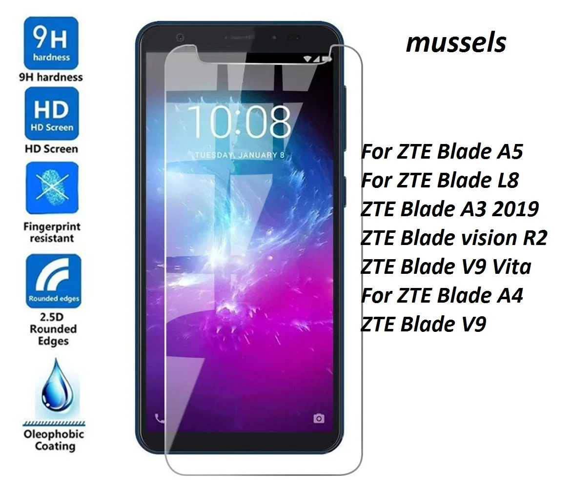 For ZTE Blade V9 Vita Tempered Glass Screen Protector For ZTE Blade A3 Protective Film ZTE Blade vision A5 A4 A 5 (2019) 5.45