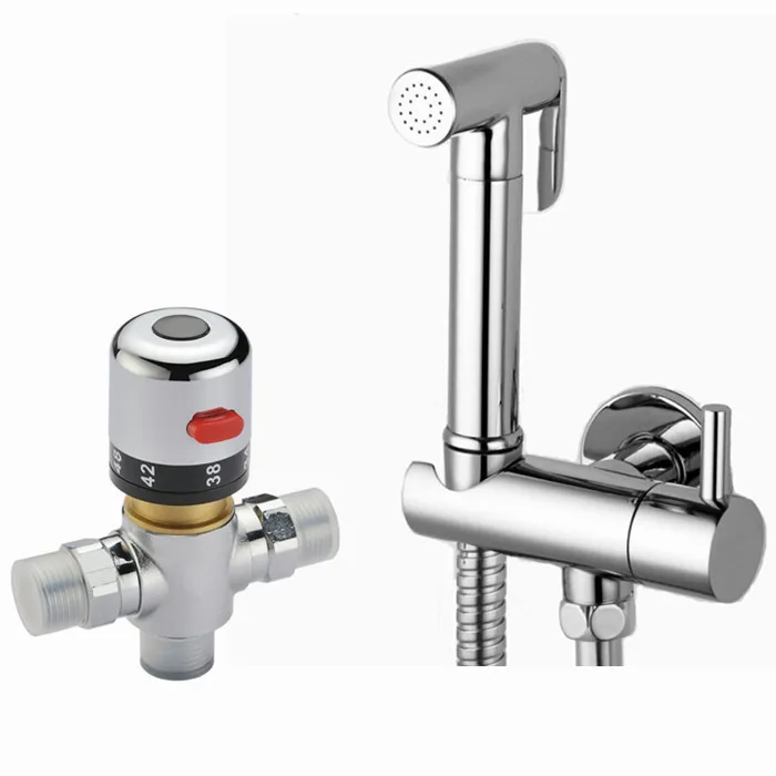 

Valve &Brass Shattaf Bidet Sprayer Shower Set Spray Douche kit Brass Valve Temperature Thermostatic mixer BD288-b