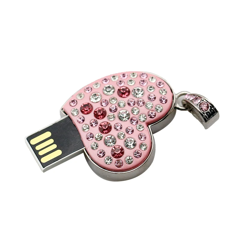 Pendrive USB 2,0 con forma de corazón, memoria extraíble con forma de corazón, cristal, collar, 4GB, 8GB, 16GB, 32GB, 64GB, regalo