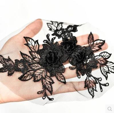 Color 3D Stereo Lace Flower Decals Hand DIY Material Wedding Headdress Clothing Patch Accessories 5Pcs/lot