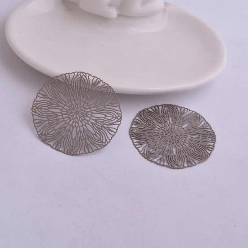 30 Stück AB3487 40mm Runde Verbindungsstücke Filigrane Hohle Anhänger Ohrring-Zubehörteile Anhänger Verbindungsstücke – Detail 4