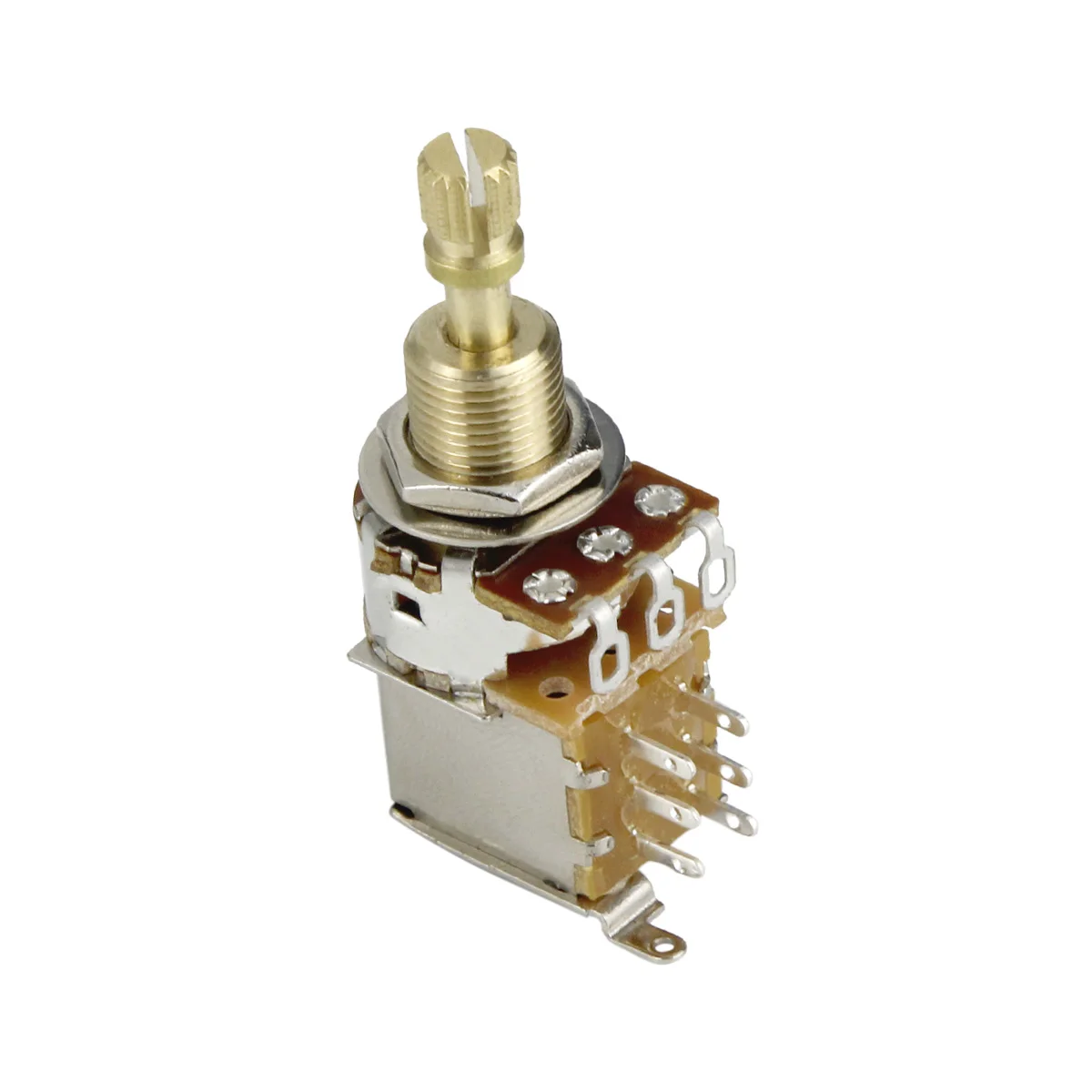 FLEOR 1 Stück Gitarren-Potentiometer Push-Push-Potentiometer A250K / B250K / A500K / B500K Kupfer Langer geteilter Schaft (kein Ziehen mehr möglich) – Detail 4