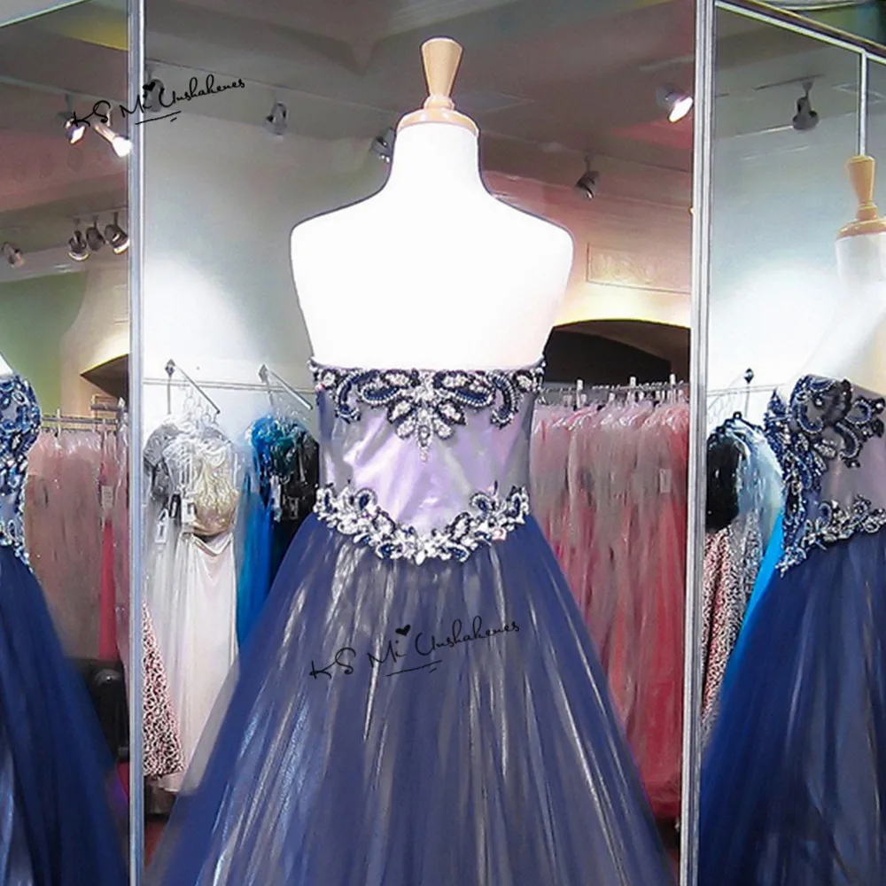 Biru Laut Mewah Rhinestones Sweet 16 Gaun Ballkleid Vestidos De 15 Anos Gaun Bola Quinceanera Gaun 2019 Debutante Prom