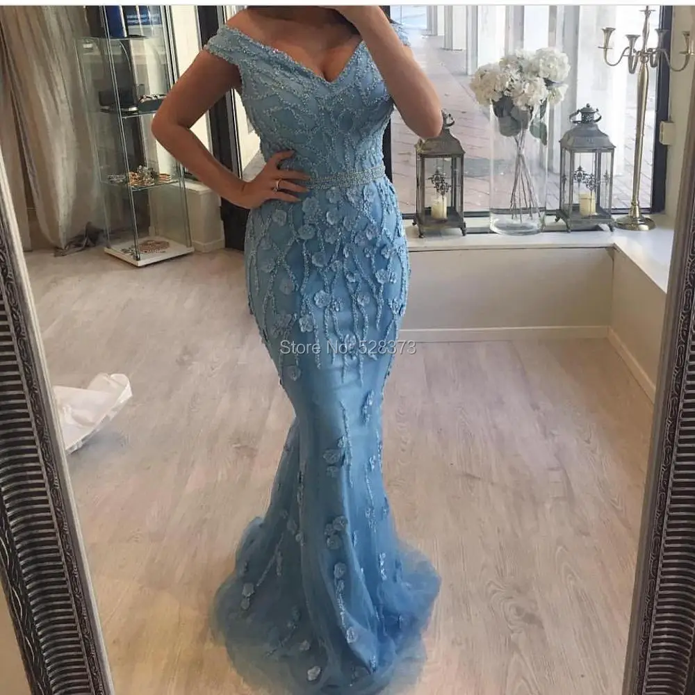 YNQNFS ED67 Vestido Longo Abiye Handmade Floral Mermaid Crystal Evening Dress Formal Party Ball Dress Abendleider 2018