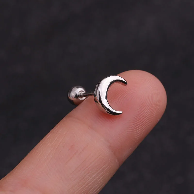 1Pc Flower Moon Long Cz Ear Studs Helix Piercing Cartilage Earring Conch Rook Tragus Stud Ear Piercing Jewelry women accessories