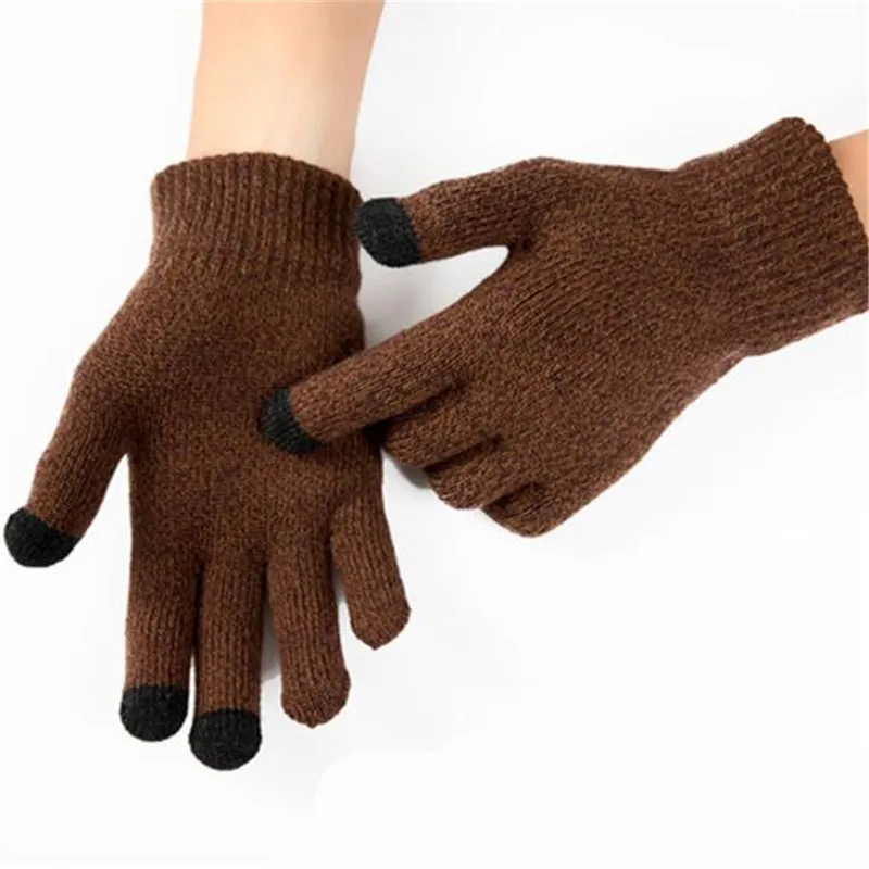 Top Lovers Winter Sporting Warm 3-Finger Touch Screen Gloves for iphone/ipad All Smartphone,Woolen Knitted Gloves,Brushed Neri