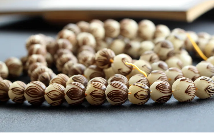 10pcs/lot Craftwork Carved Bodhi Root Lotus Beads Decoration Bracelets Natural Wooden Charm Spacer Beads DIY Jewelry Findings