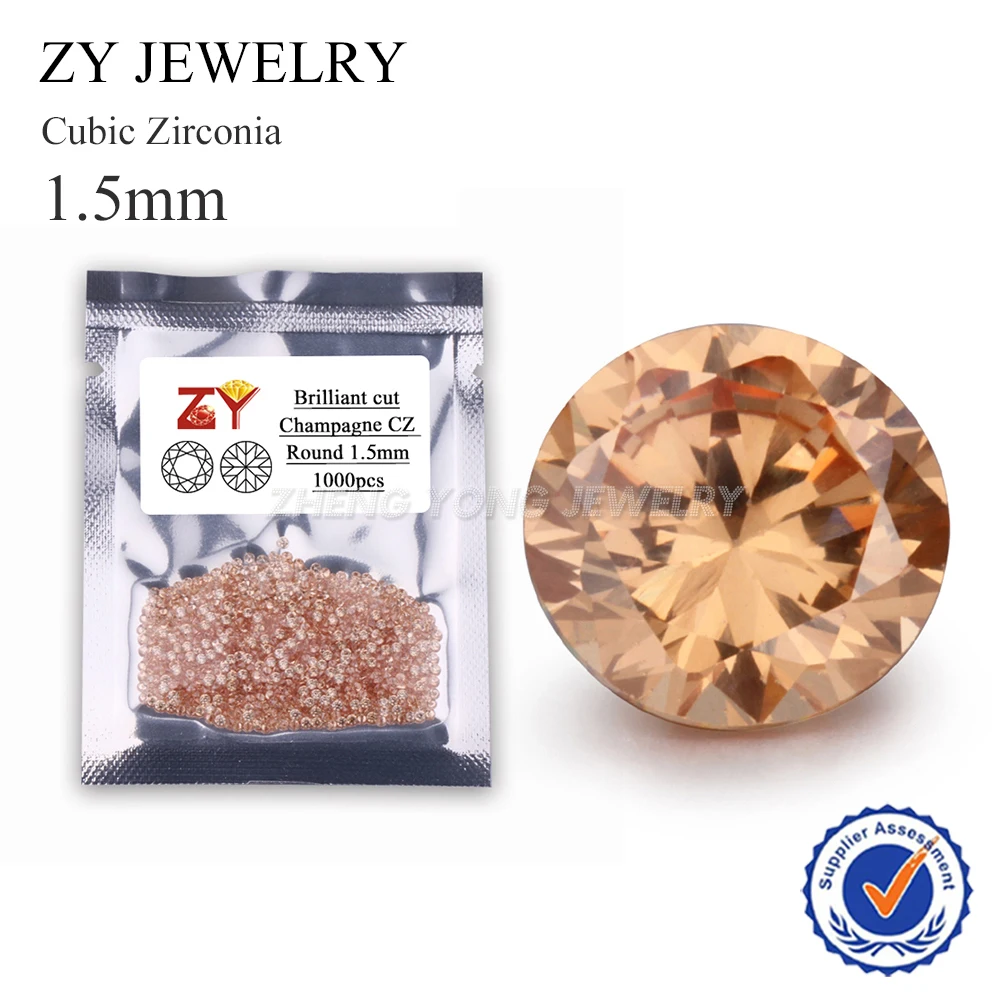 

Synthetic Champagne Color Gems Free Shipping 1.5mm Round Brilliant Cut Loose Cubic Zirconia