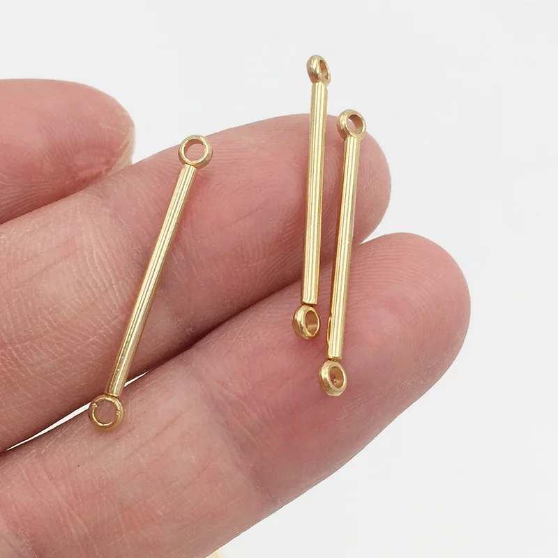 Stainless Steel 18K Gold Ear Components/Earring Connectors/Stick with Loops/DIY Earring Accessories/Hand Made/Earring Findings