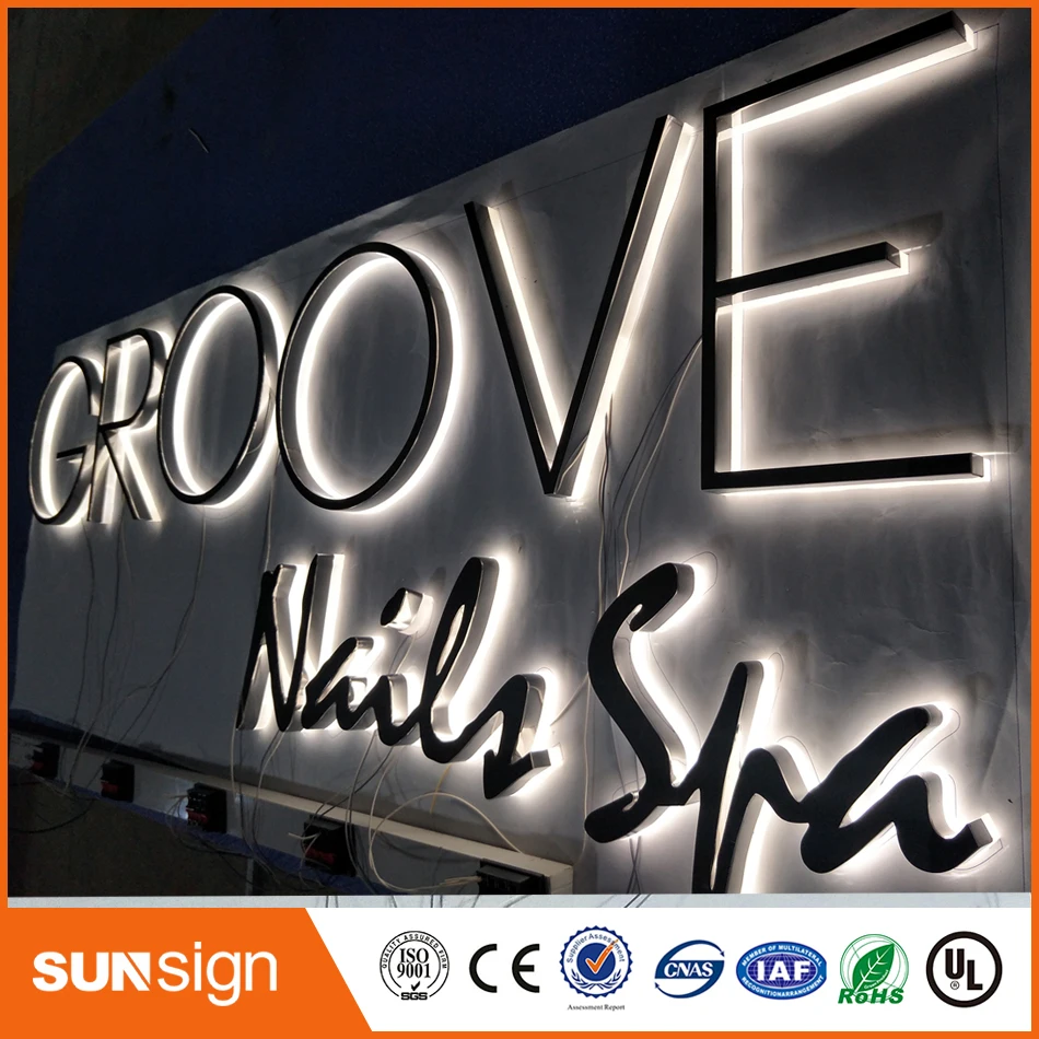 3d dekoratif backlit led metal sign,