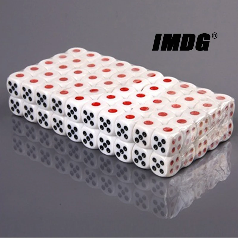 100pcs/Pack New Material Acrylic Mahjong Dice Red Black Dot Round Corner High Quality Boutique Dice